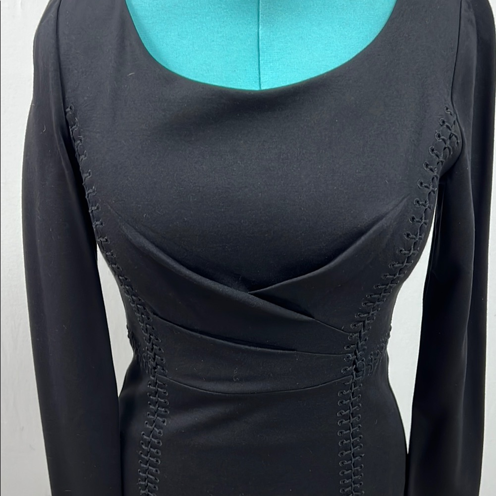 Kobi Halperin Black Sheath Dress Long Sleeve Scoop Neck